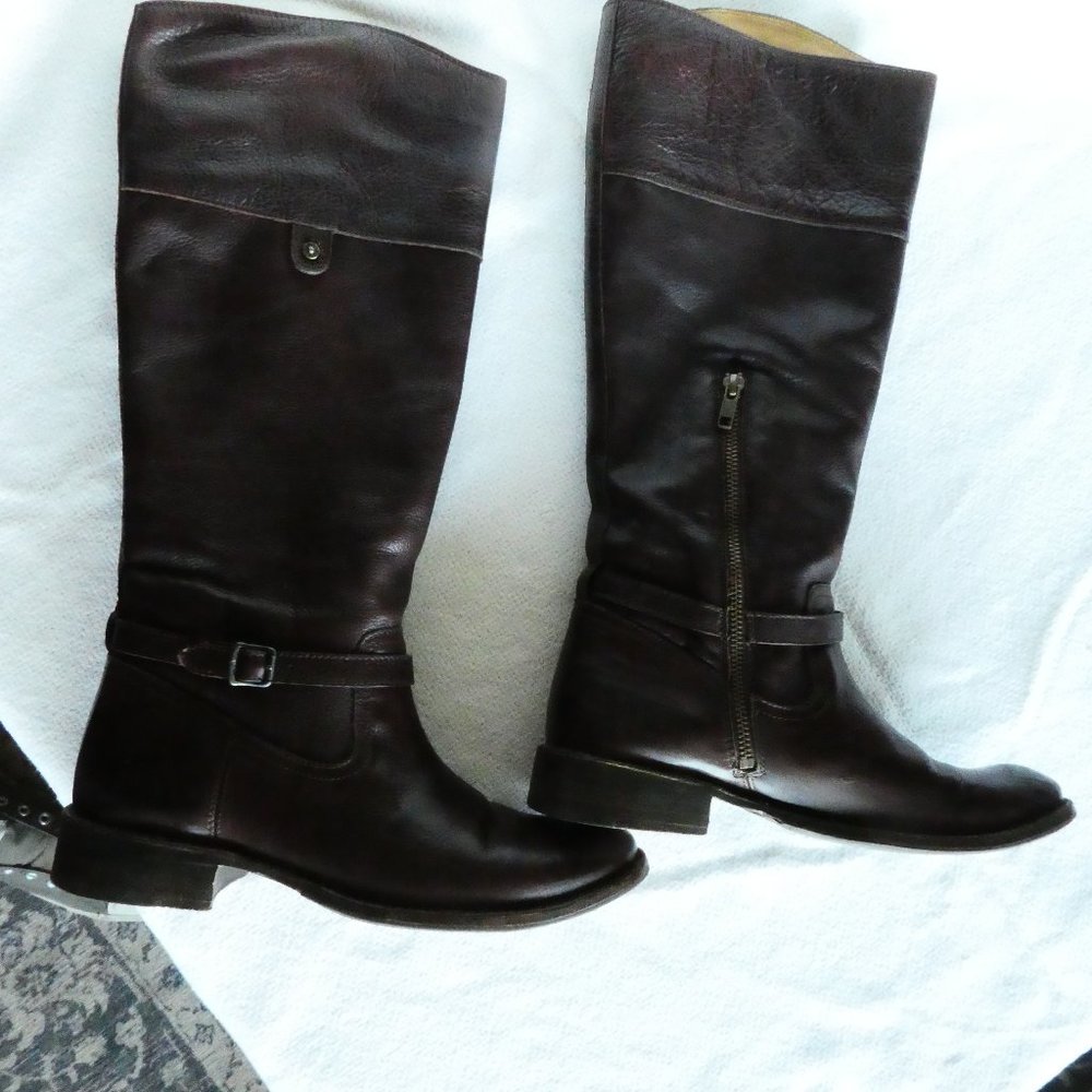Shirley Rivet Tall Frye boots size 9 Dark Brown